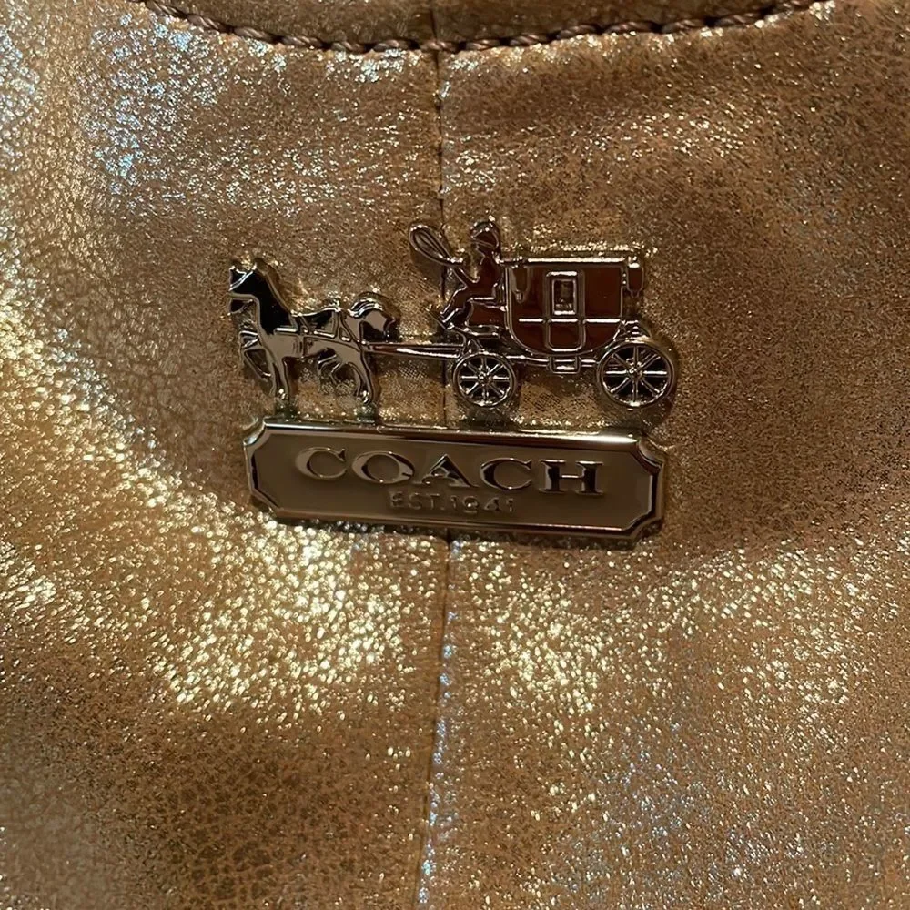 COACH gold leather hobo purse